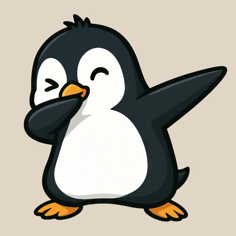 pingouin mignon dabbing cool dessin animé clin d’œil