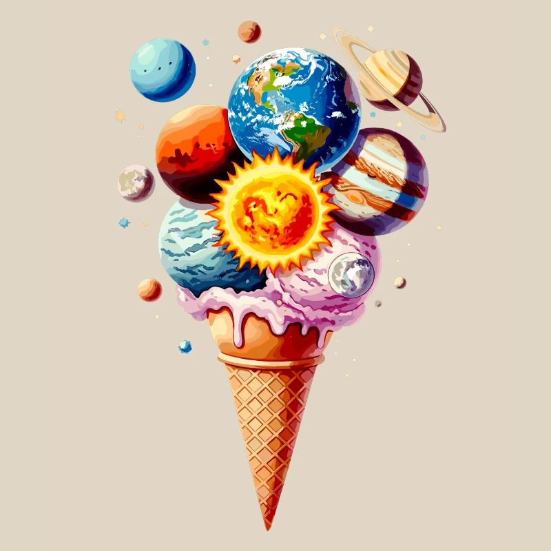 Planeten Eiscreme Waffel Eis