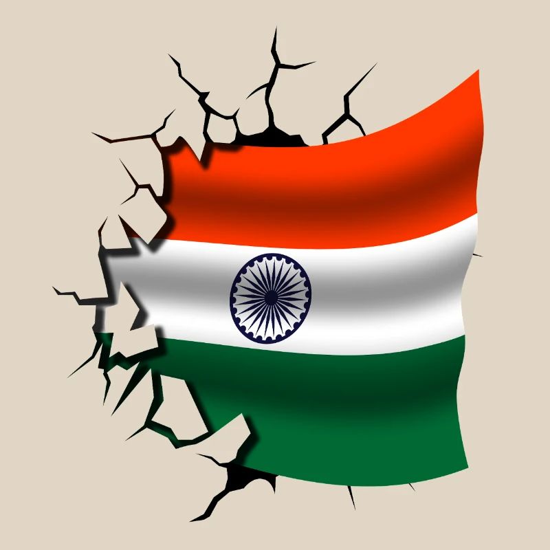 Drapeau de l’Inde - Inde - Drapeau Broken Design
