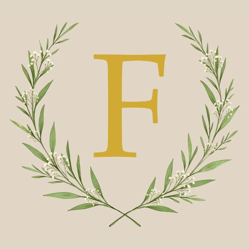 F Monogram, Eucalyptus Wreath, Personalizable