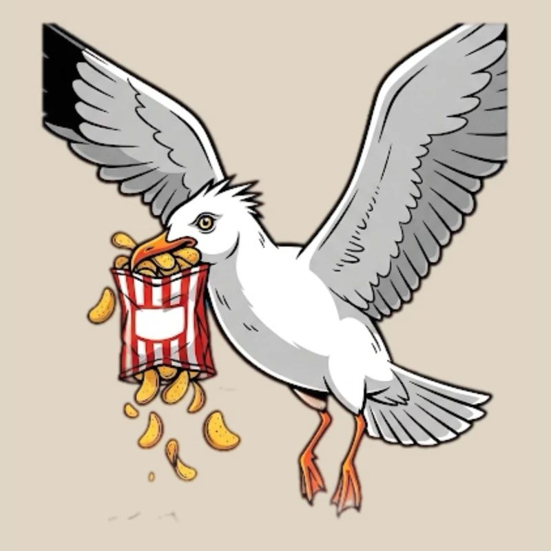 Möwe mit Chips Snack Design