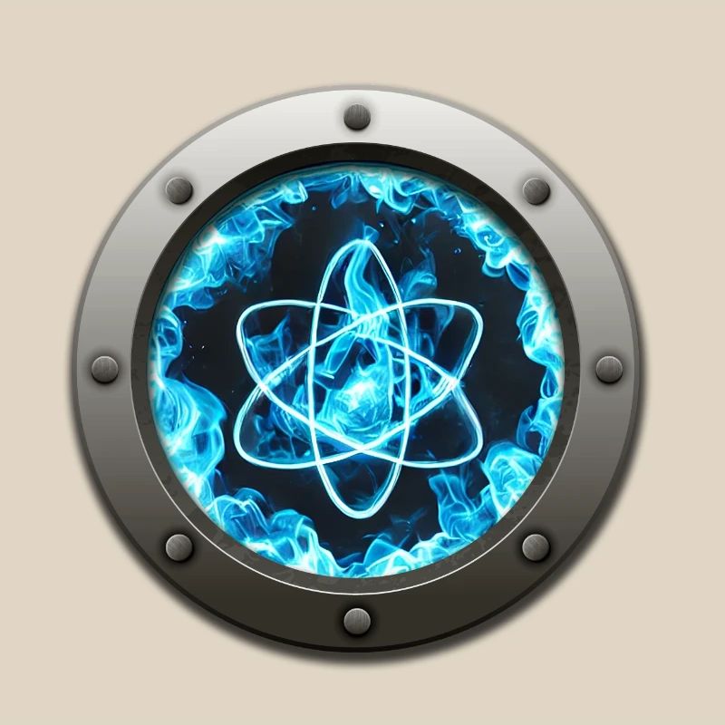 Futuristic Atomic Blue Energy Badge