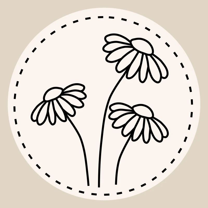 Gänseblümchen Line Art – Blumen Motiv Kreis