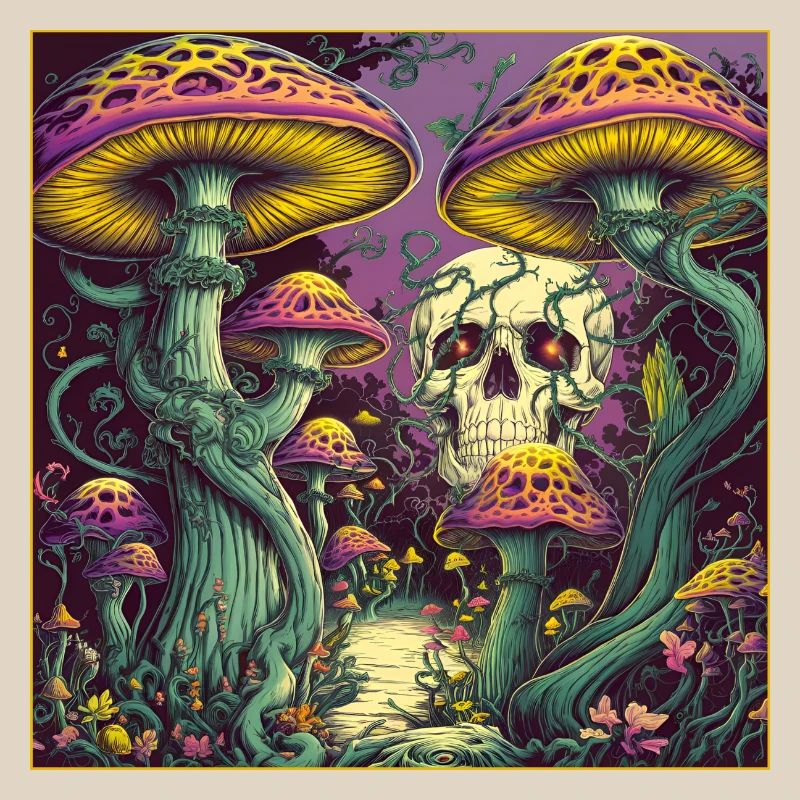 Conception de crâne de forêt de champignons