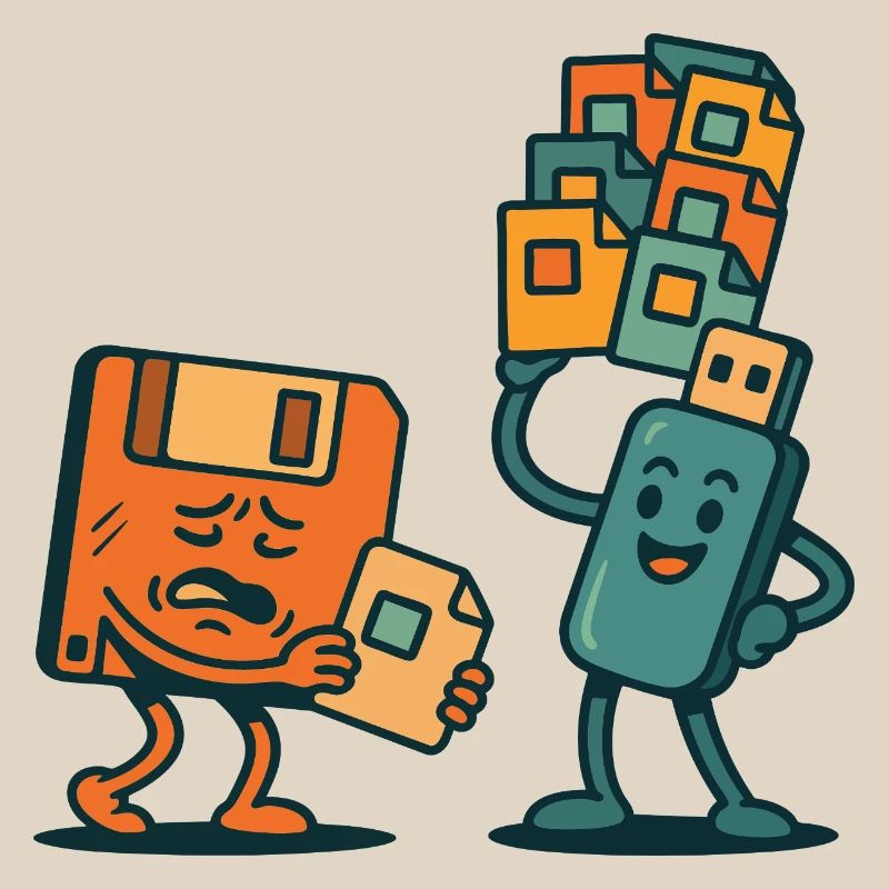 Floppy Disk vs USB Drive Retro Tech Sarcasm