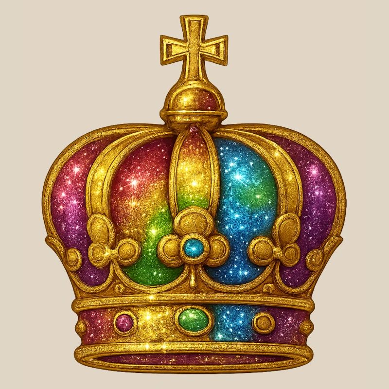 Rainbow Glitter Crown Design