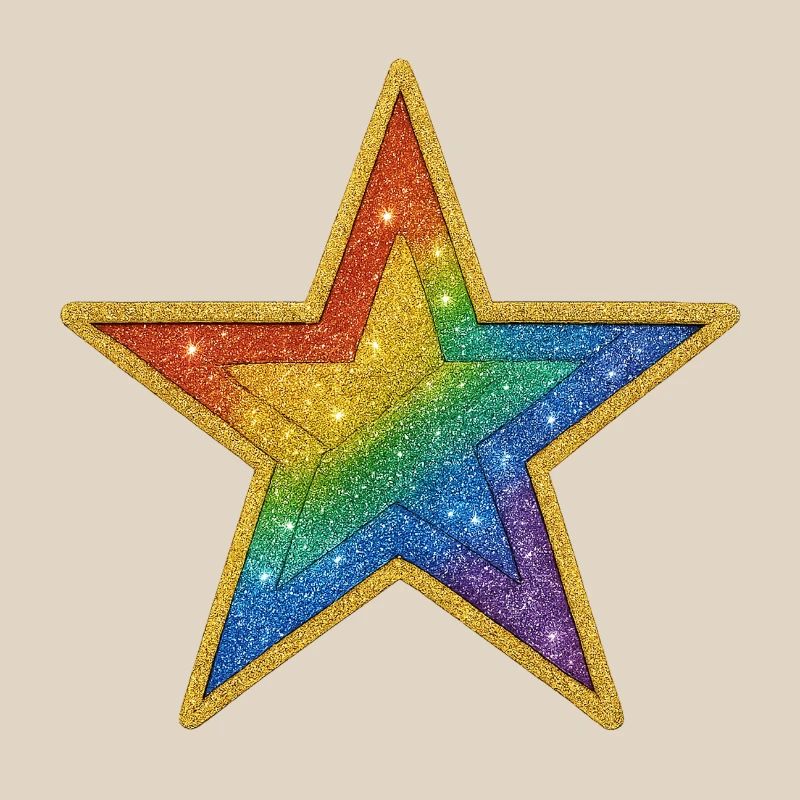 Rainbow Glitter Star Patch Design