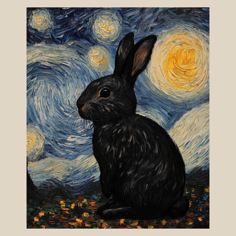 Bunny Van Gogh Style Starry Night