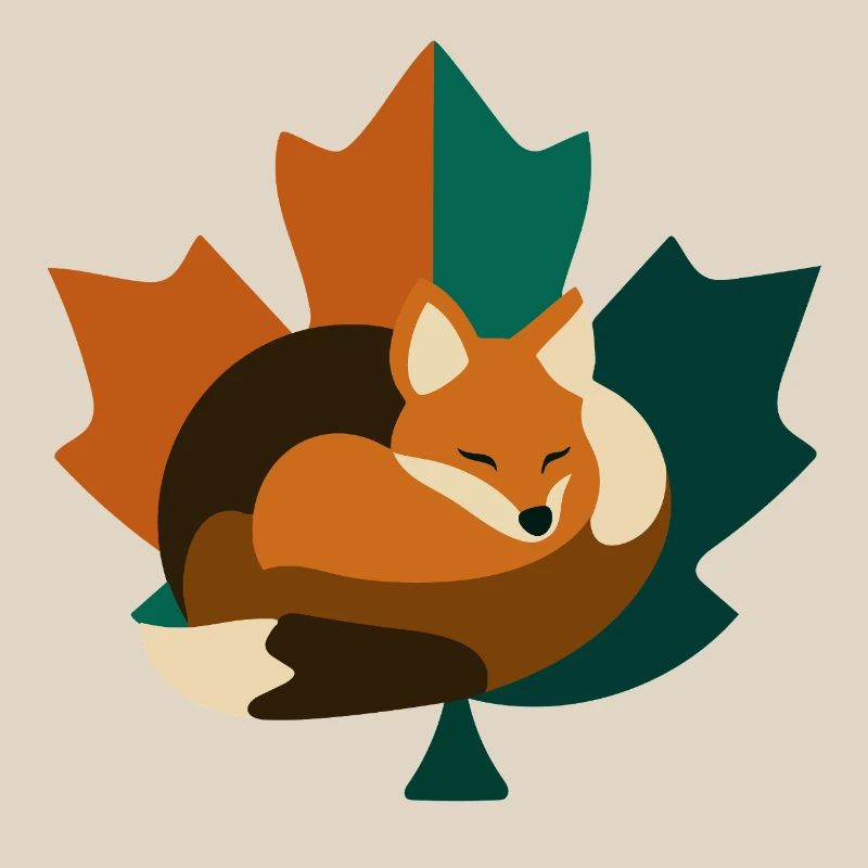 Fox in maple leaf design.