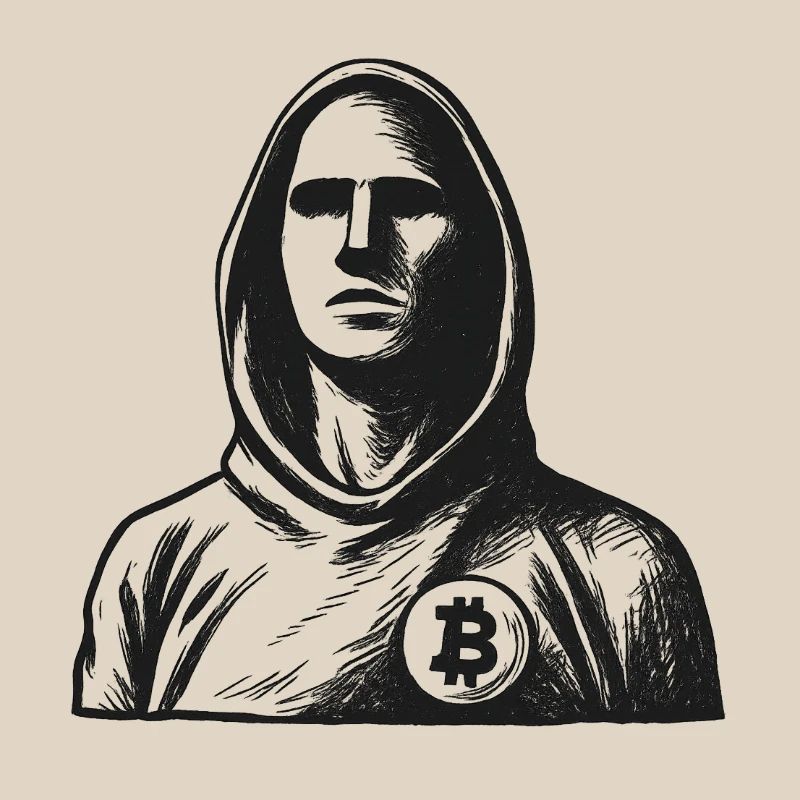 Anonymous hacker with Bitcoin logo