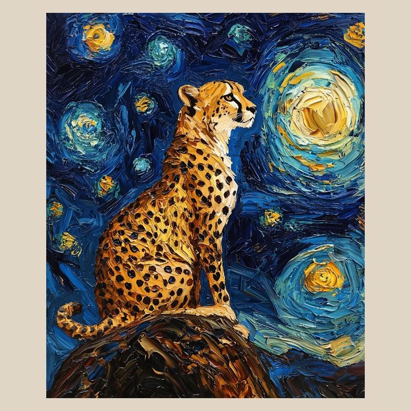 Guépard Léopard Style Van Gogh Étoilé