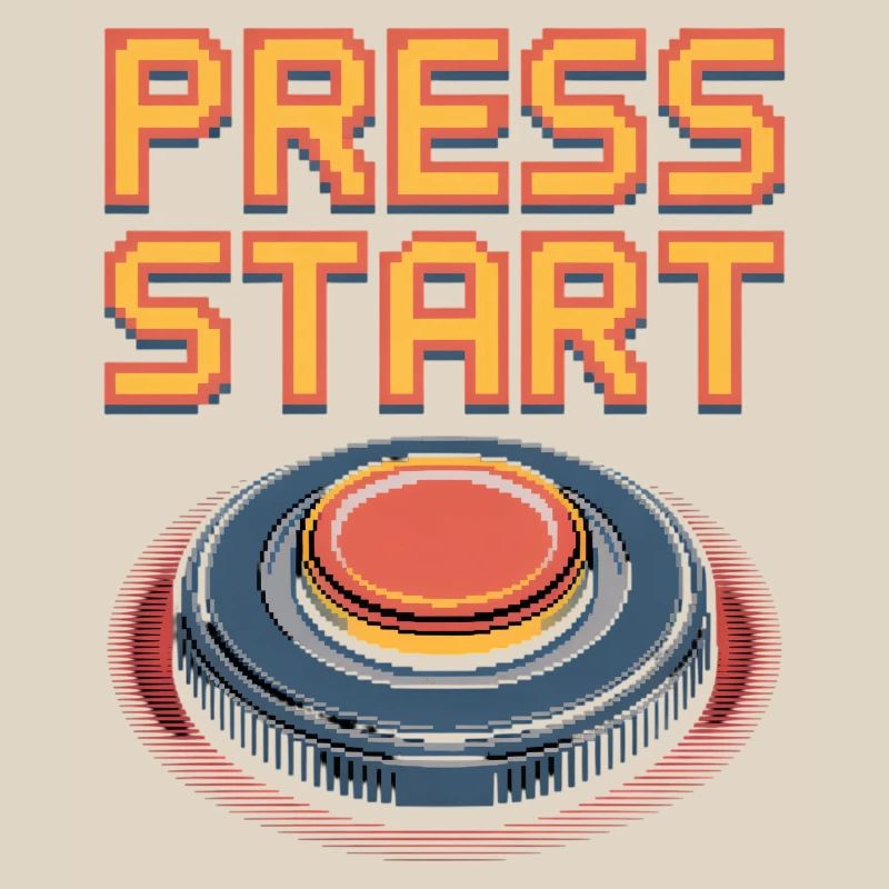 Press Start Retro Gaming Pixel Arcade Button