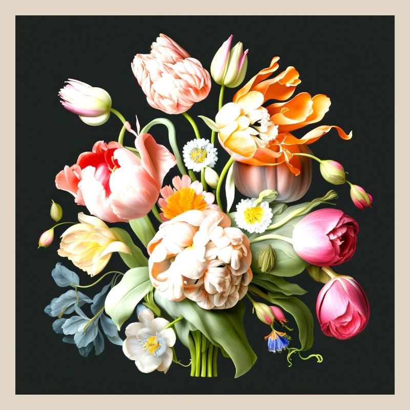 Élégante composition de fleurs pastel de maîtres anciens