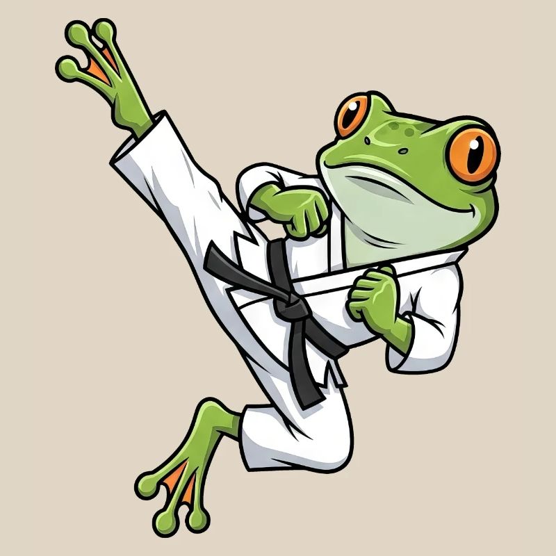 Whimsical Frog Toad Toad Karate Martial Arts
