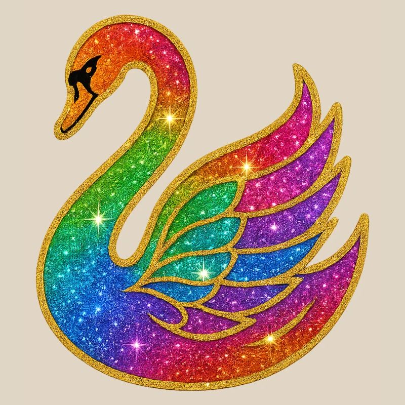 Regenbogen Glitzer Schwan Mutter