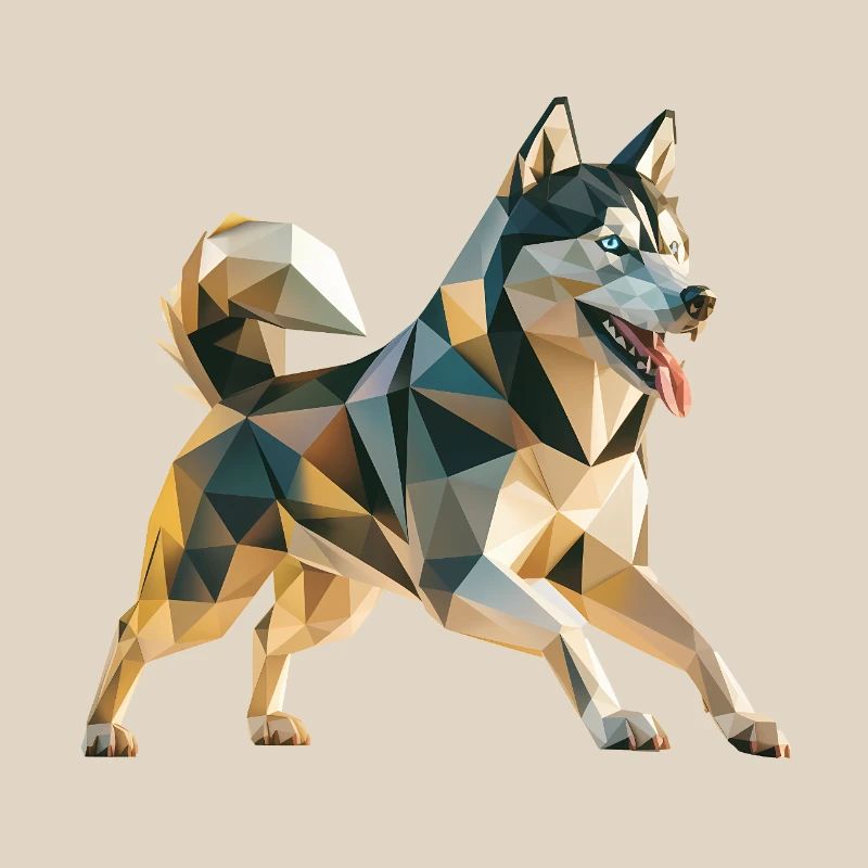 Siberian Husky - Cooles Low Poly Logo