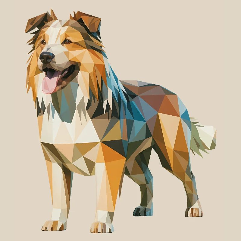 Australian Shepherd - Cool Low Poly  Logo