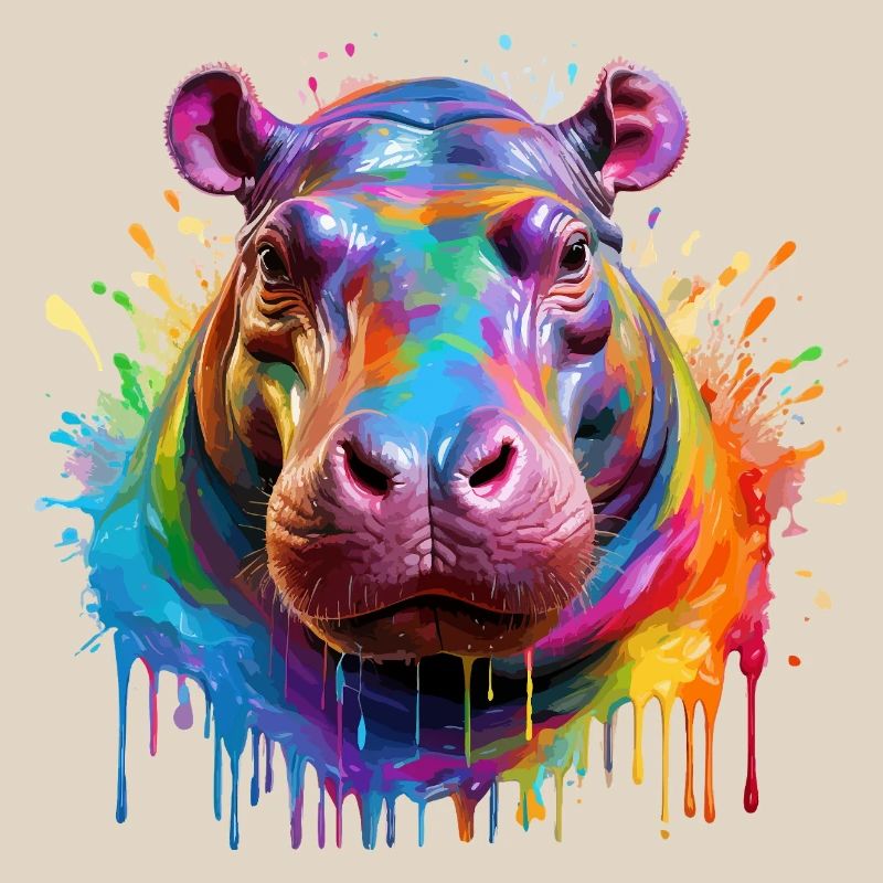 Bunter Hippo Farbexplosion