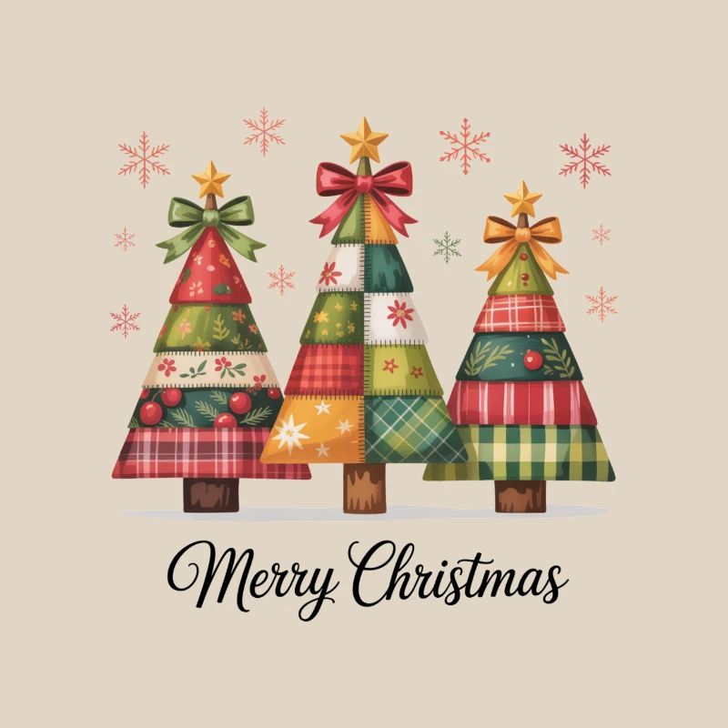 Patchwork Christmas Tree Trio