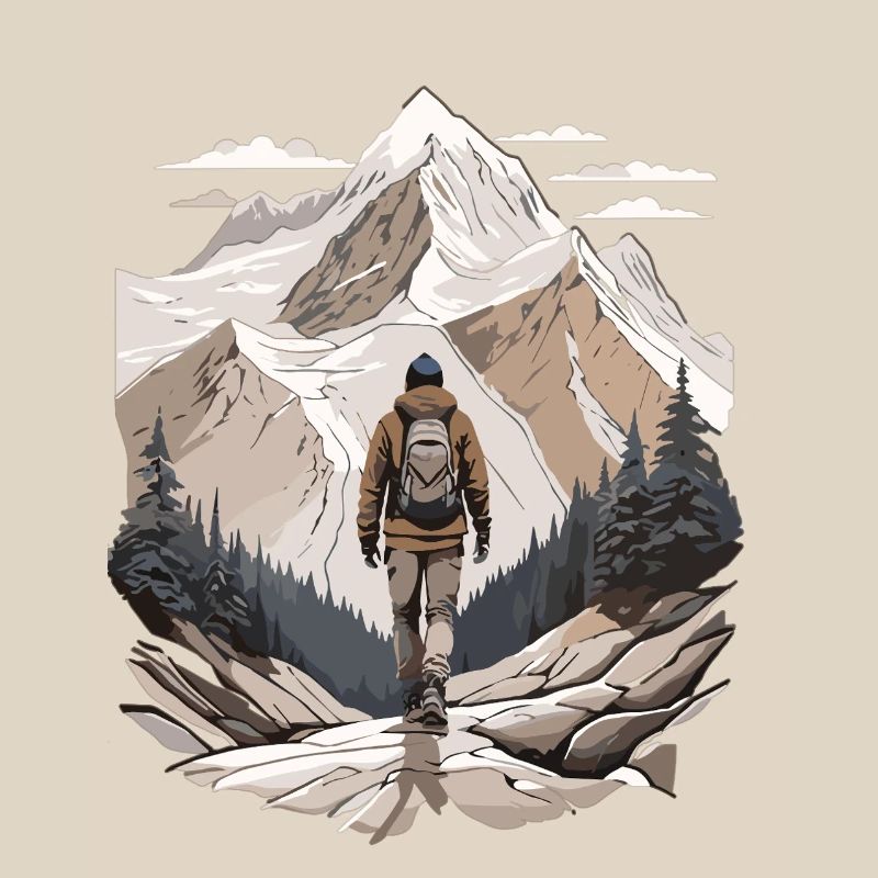 Wanderer vor Berggipfel