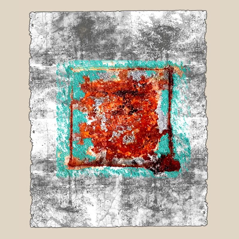 Rust square on grey texture