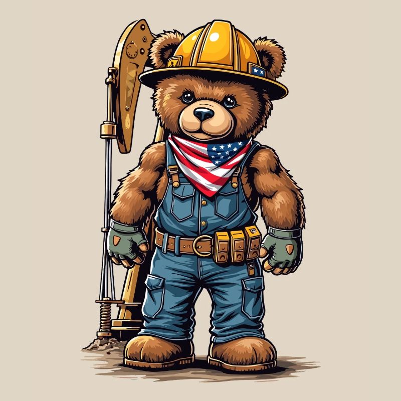 Construction worker bear with tool belt