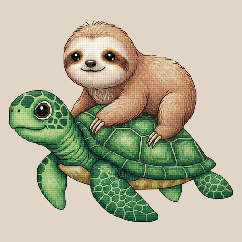 Sloth on turtle