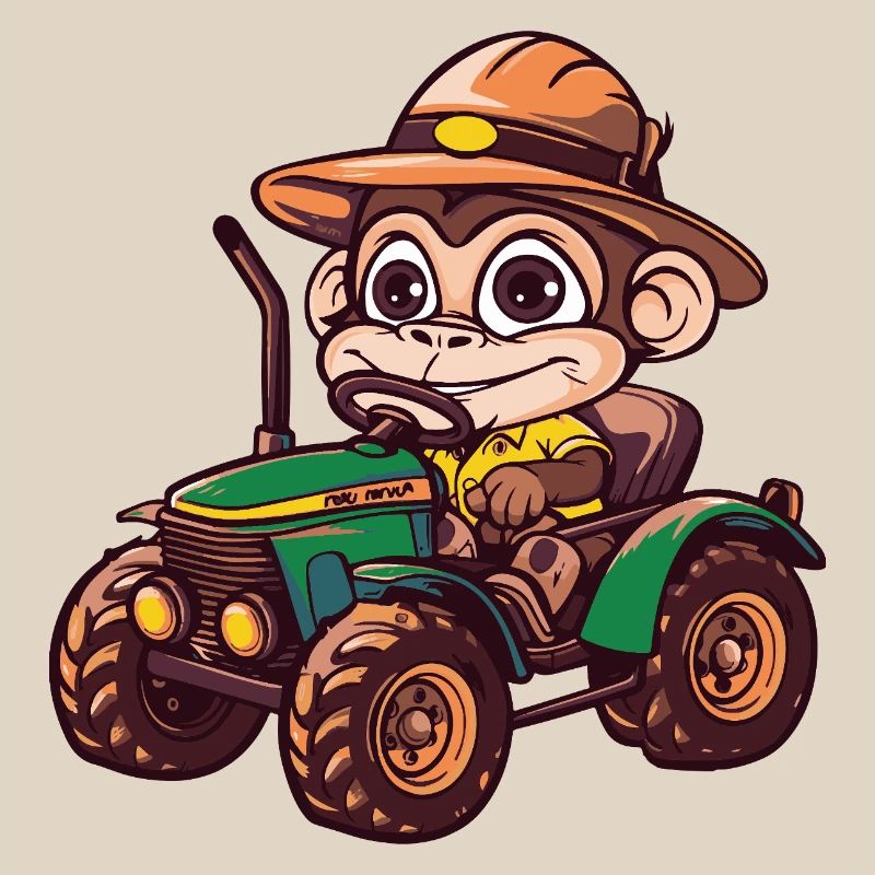 Monkey Tractor Farmer