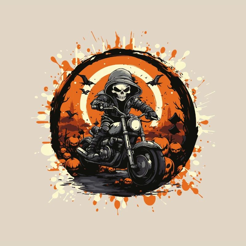 Skeleton Biker in Halloween Ring