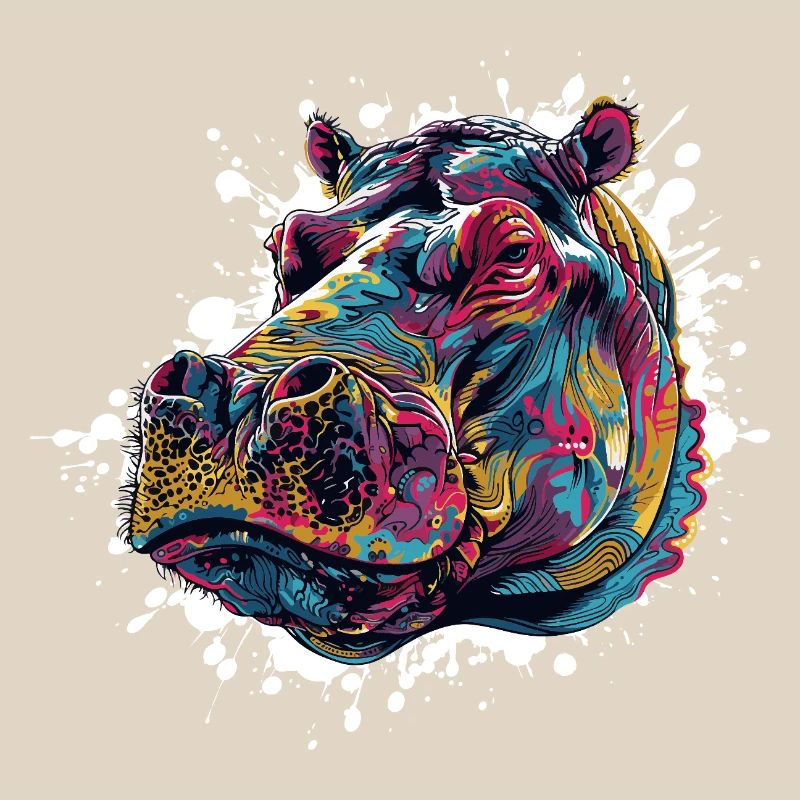Bunter Hippo Farbspritzer