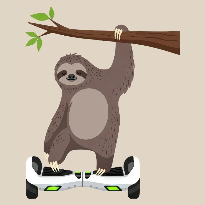 Sloth Chilling Hoverboard Cartoon Technique Same