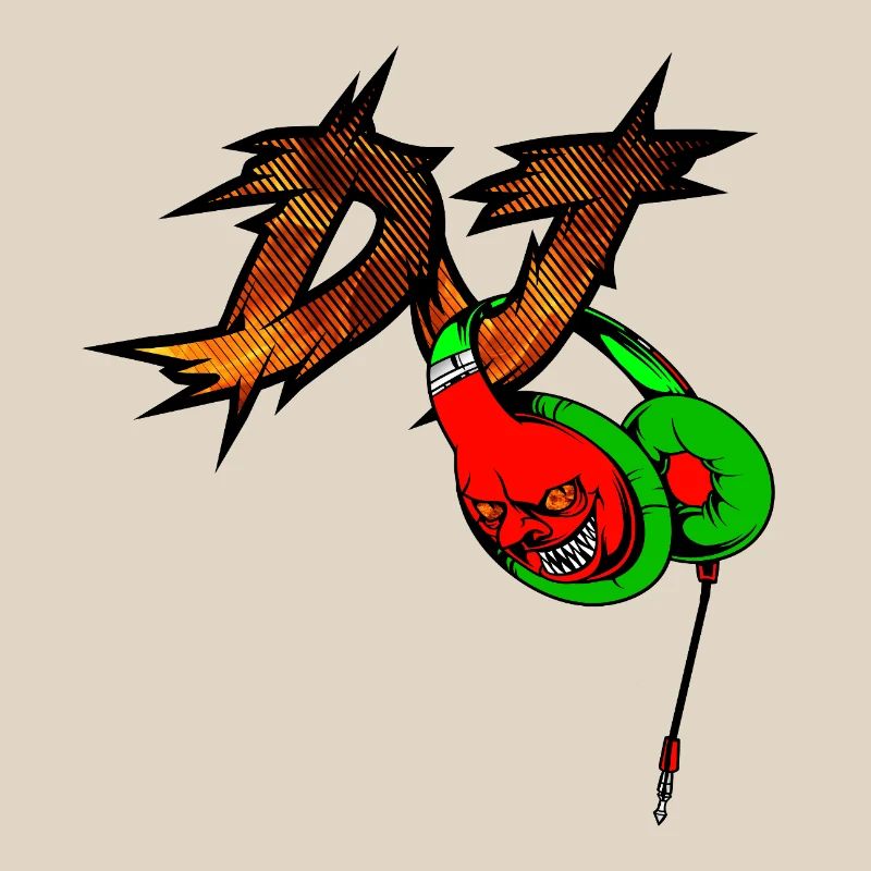 Neon Devil mit Kopfhörer DJ