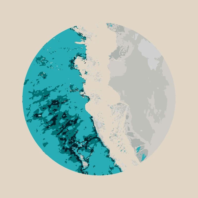 Split Earth Teal Moon