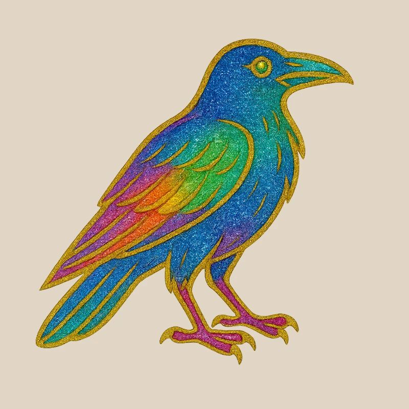 Rainbow Raven Patch Design