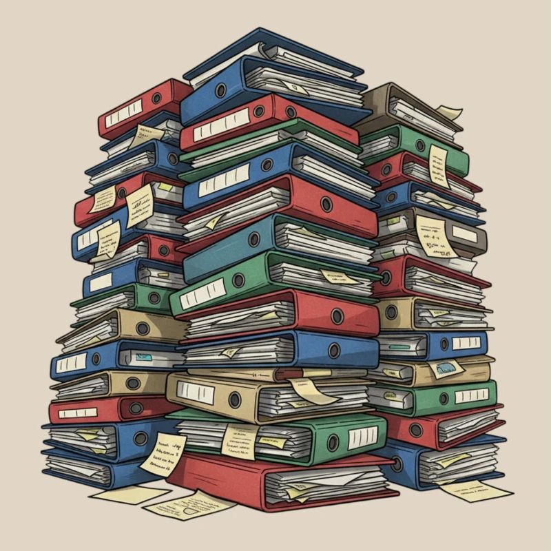 Folder Stack Office Chaos