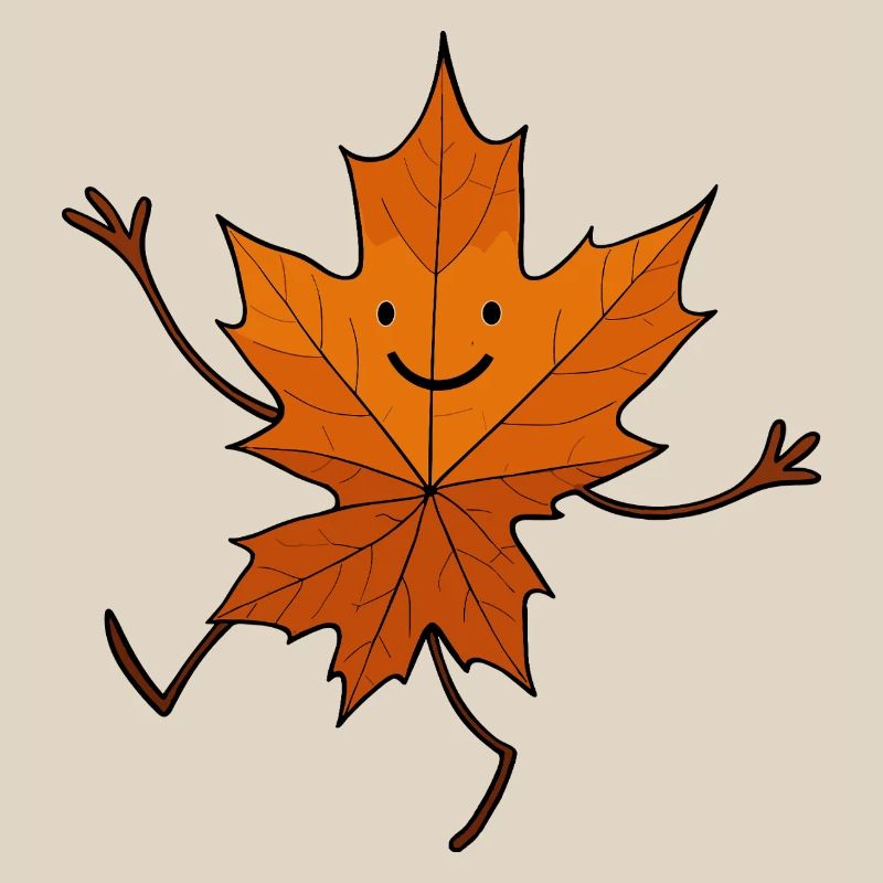 Comic Leaf Leaf Dancing Woodland Fall Maple