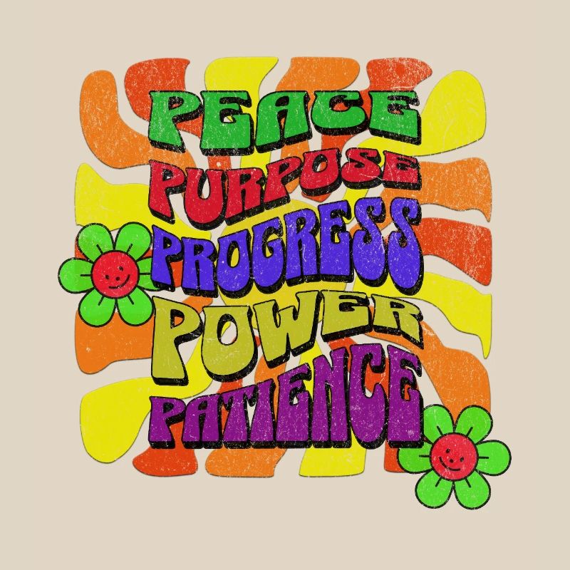 Paix Objectif Progrès Puissance Patience Rétro Design
