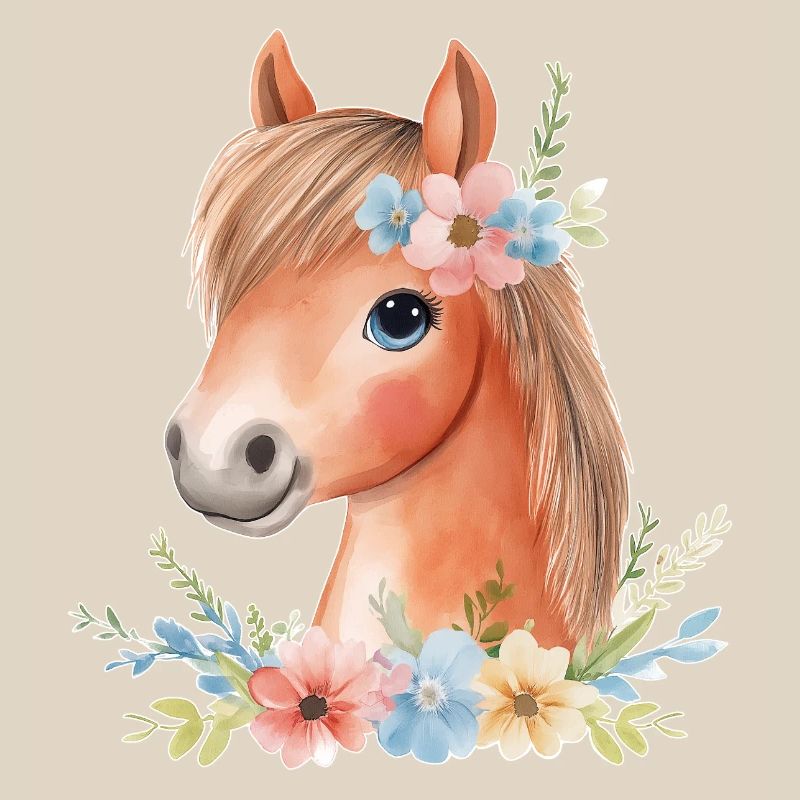 Cheval mignon avec des fleurs