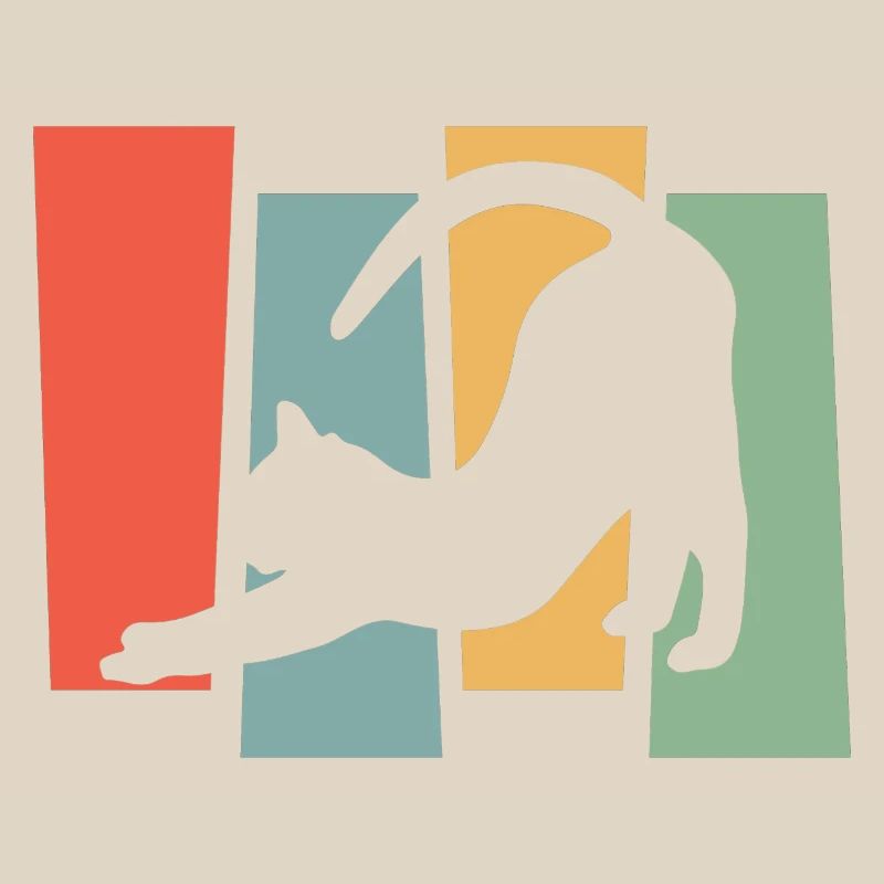 Silhouette de chat devant des blocs de couleur