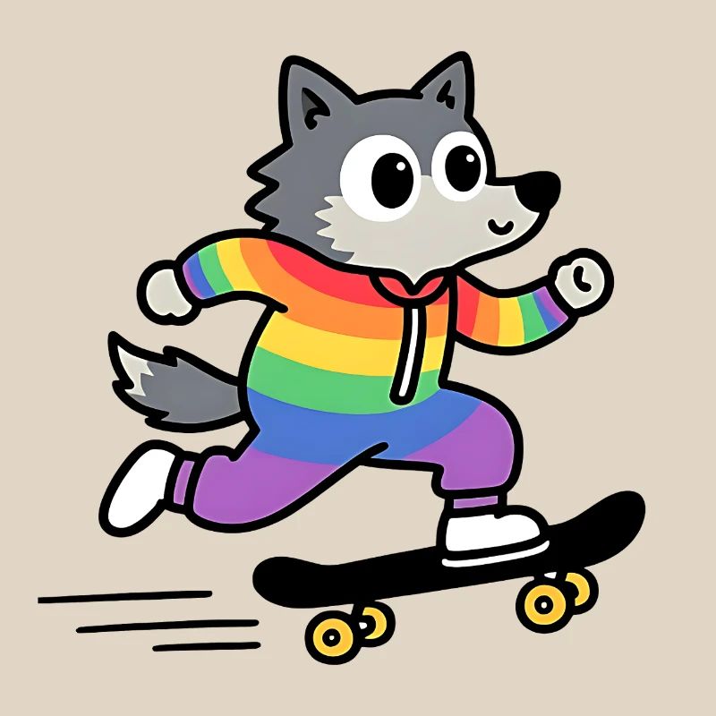 Rainbow Wolf Skate