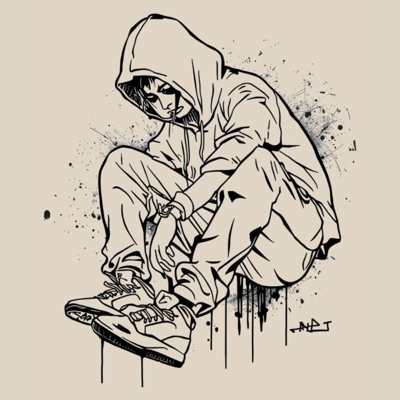 Silhouette Kapuzenpullover Graffiti