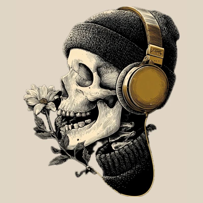 Kopfhörer-Skull mit Blume