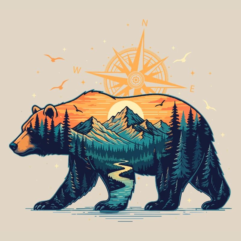 Bear Compass Nature Design Wilderness Explorer 