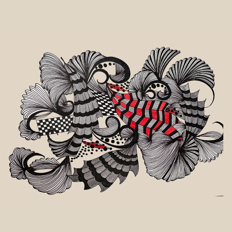 Black White Red Pattern