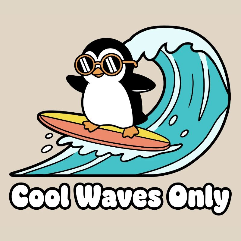Penguin Surfer Wave Magic