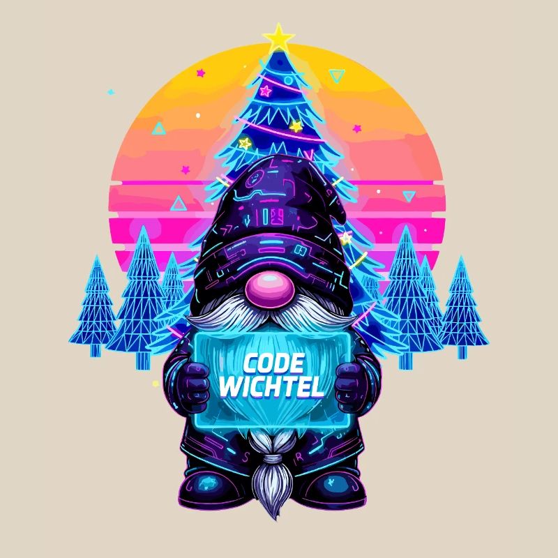 Cyberpunk Code Gnome - Synthwave Noël Nerd