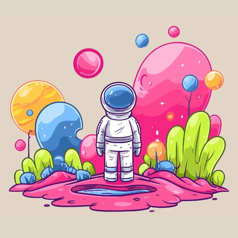 Astronaute dans l’espace rose
