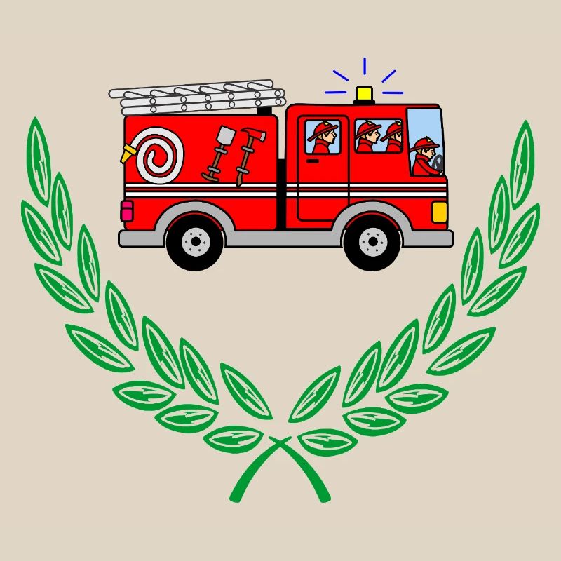 Fire engine in laurel wreath
