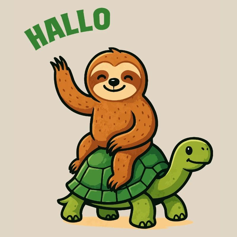 Hello sloth on turtle