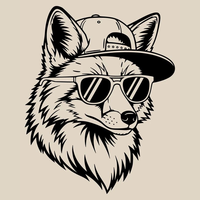 Cool fox with cap and sunglasses